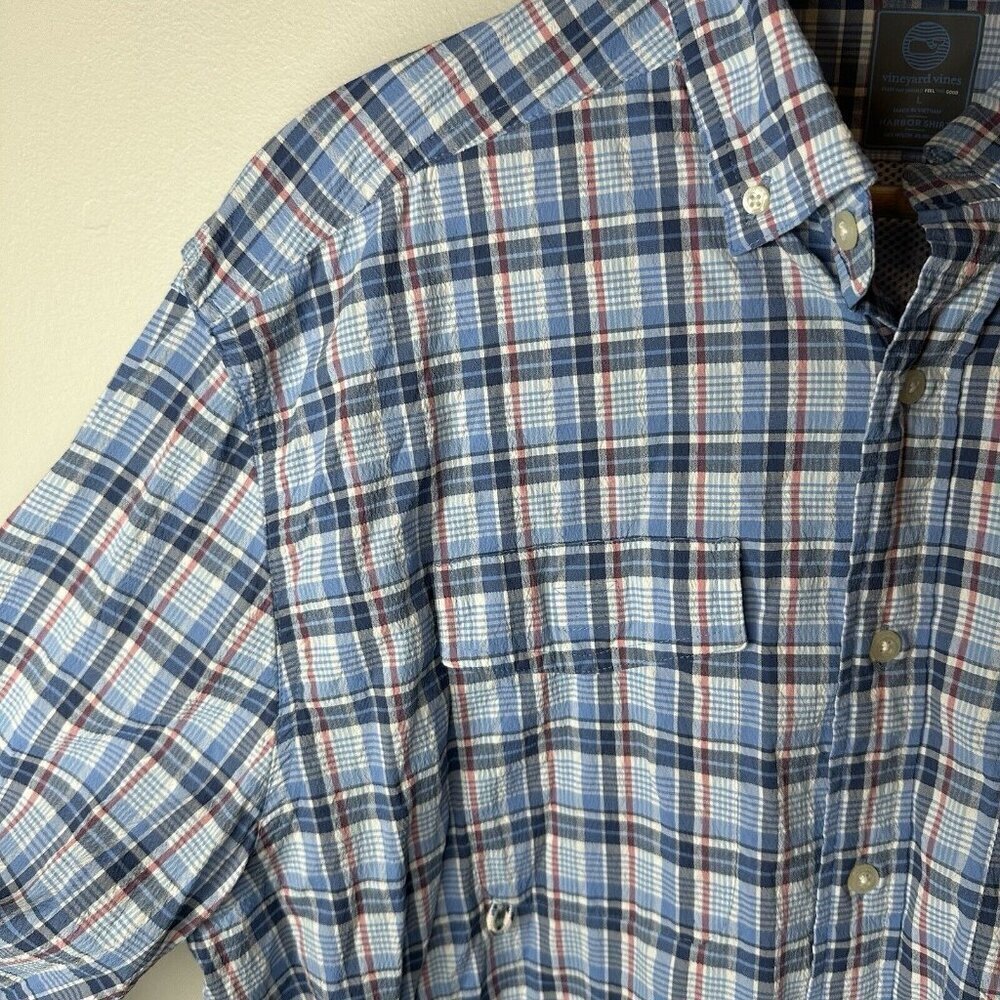 Vineyard Vines Harbor Shirt Mens L Blue Plaid Button Down Fishing Vented Outdoor - Picture 3 of 13
